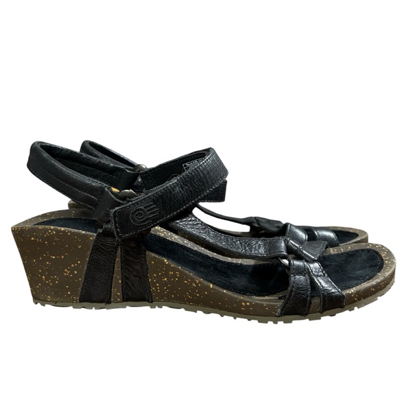 Teva Shoes - Teva Ventura Black Leather Wedge Ankle Strap Sandals 4253. Women’s 9